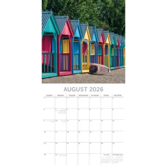 2026 Square Wall Calendar, Beach Huts, 16-Month Animals Theme, 180 Reminder Stickers (12x12 In) image {2}