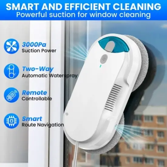POWEART W1 Automatic Window Cleaner Robot with Smart Navigation & Remote Control - Cleans Framed/Frameless Windows, Glass Doors & Tile image {2}