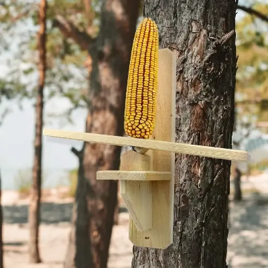 Uncle Dunkels Teeter Totter Squirrel Feeder; Rustic Handmade Squirrel Corn Cob Seesaw image {3}