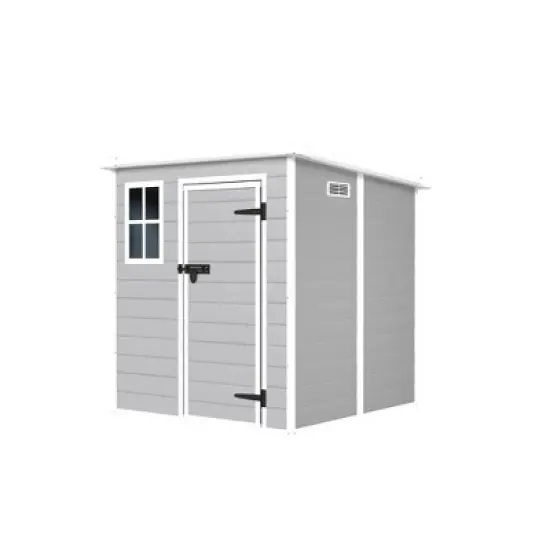 6x6 FT Outdoor Resin Storage Shed , Waterproof,with Floor & Window & Lockable Doors and Vents, Tool Shed for Bike,Garden,All Weather Use, Light Grey image {14}
