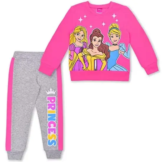 Disney Princess Girl's 2-Pack Graphic Pullover Sweatshirt and Jogger Pants Set for toddler image {6}