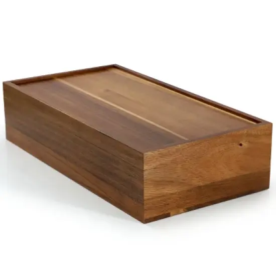 MegaChef Acacia Wood 14.25 x 7.5 Inch 10 Compartment Tea Box image {4}