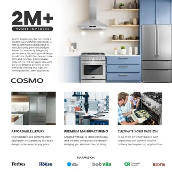 Cosmo COS-3012ORLP1SS 30 in. Stellar Collection 1.2 cu. ft. Slim Over the Range Microwave with Automatic Presets, Soft Touch Controls image {3}