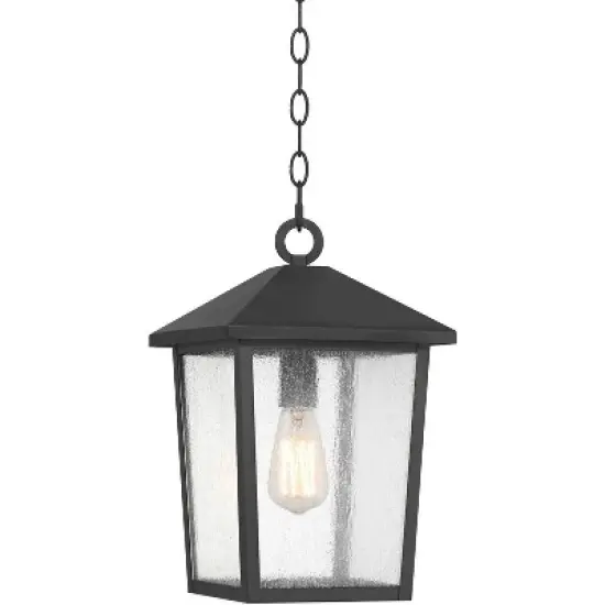 John Timberland Westmont 15 3/4" High Modern Outdoor Pendant Light Fixture Ceiling Porch House Hanging Sand Black Aluminum Seeded Glass Shade image {9}