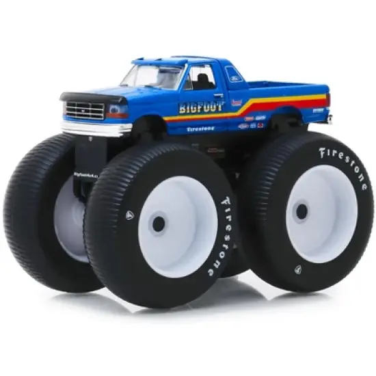 1996 Ford F-250 Monster Truck "Bigfoot #7" Metallic Blue with Stripes 1/64 Diecast Model Car by Greenlight image {1}