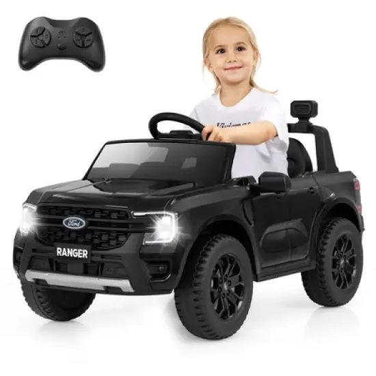 Costway 12V Licensed Ford Ranger Kids Ride on Car with Remote Control Storage Basket White/Black image {10}