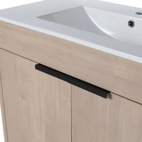 ChicFurnit 36 Inch Bathroom Vanity Modern Vanity with Sleek Design and Ample Storage for Bathroom Space, Brown, 35.04&rdquo;*17.91&rdquo;*33.46" image {3}