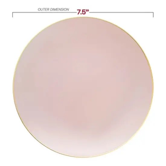 Smarty Had A Party 7.5" Pink w/ Gold Rim Organic Plastic Salad Plates - 120 pcs image {2}