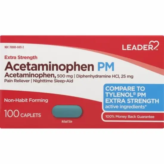 Leader Acetaminophen, PM, Extra Strength, Caplets image {5}