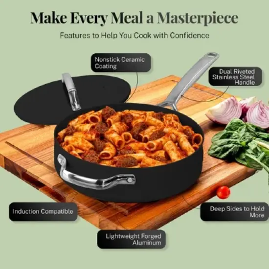 Gotham Steel Modern Collection 4 Qt Ceramic Nonstick Saute Pan with Lid image {4}