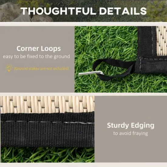 DOMETOUR Outsunny Reversible Outdoor Rug, 9' x 18' Waterproof Floor Mat, Portable RV Camping Carpet for Backyard, Deck, Picnic, Beach, Black & Beige image {5}