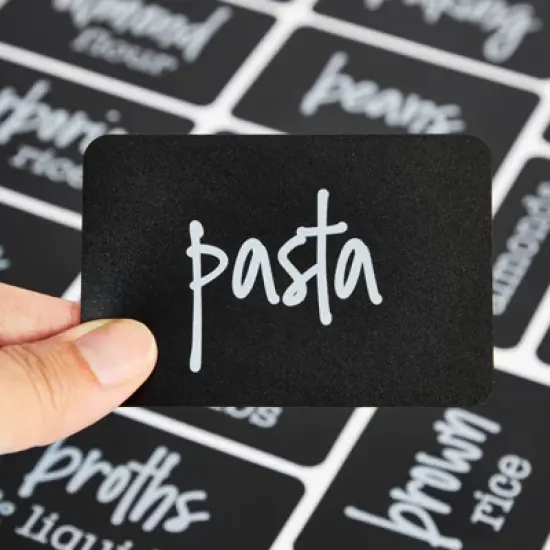 Talented Kitchen 136 Chalkboard Pantry Labels for Food Containers, Preprinted White Script on Black Stickers for Jars, Kitchen Organization image {3}