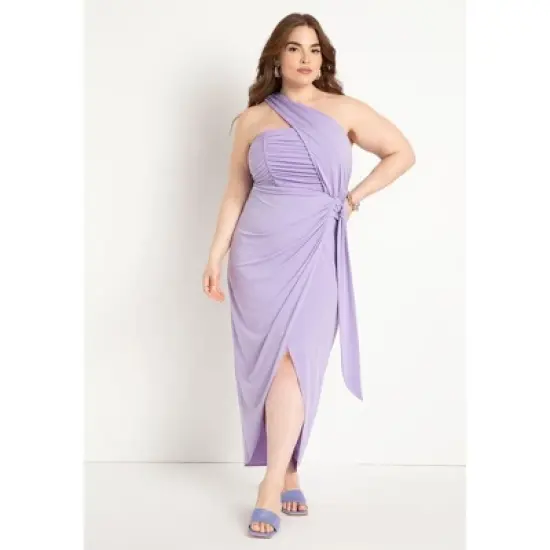 ELOQUII Women&rsquo;s Plus Size Shirred Wrap Dress image {1}