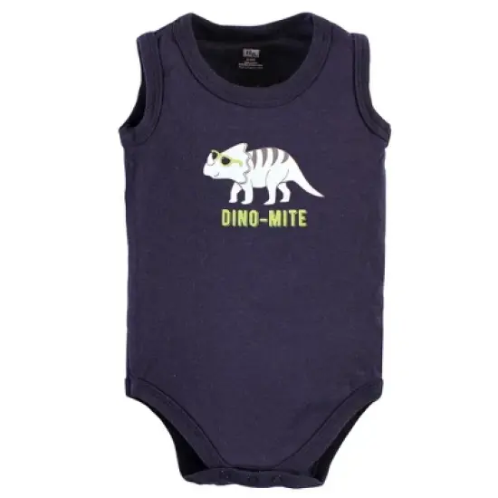 Hudson Baby Infant Boy Cotton Sleeveless Bodysuits, Cool Dinosaurs image {4}