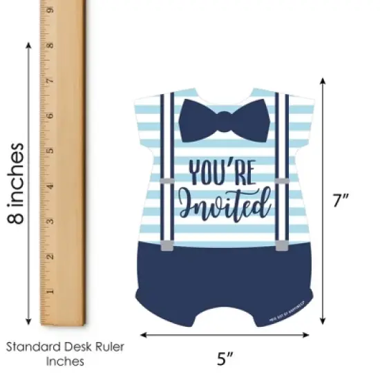 Big Dot of Happiness It's a Boy - Shaped Fill-in Invitations - Blue Baby Shower Invitation Cards with Envelopes - Set of 12 image {4}