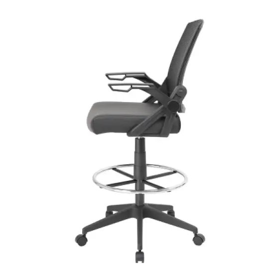 Drafting Stool with Flip Arms Mesh Black - Boss Office Products image {4}