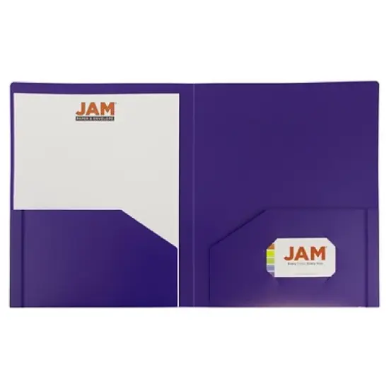 JAM 6pk 2 Pocket Heavy Duty Plastic Folders - Purple image {1}