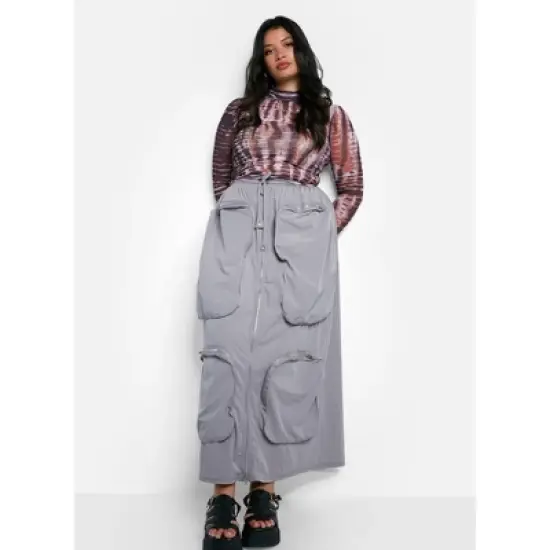 Rebdolls Women's Harley Nylon Cargo Maxi A Line Skirt image {1}