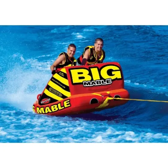 SPORTSSTUFF 53-2213 Big Mable 2 Person Double Rider Lake Inflatable Towable Boat Tube with 60-Foot Tow Rope and Heavy-Duty Full Nylon Cover image {3}