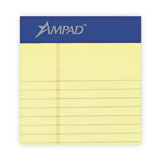 Ampad Perforated Writing Pads, Narrow Rule, 50 Canary-Yellow 8.5 x 11.75 Sheets, Dozen image {2}
