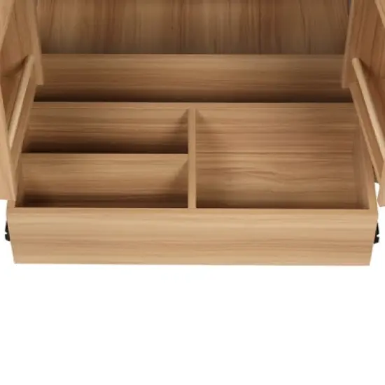 30"W Bathroom Vanity with Sink, Multi-Functional Bathroom Cabinet with Storage Rack and Functional Drawer with Slides, Natural-ModernLuxe image {12}