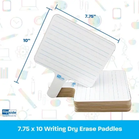 Flipside Products Two-Sided Rectangular Dry Erase Writing Paddle, Lined/Blank, 7.75" x 10", Pack of 6 image {3}