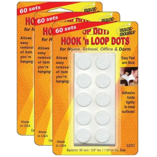 Magic-Mounts&reg; Hook 'n Loop, 5/8" Dots, 60 Sets Per Pack, 3 Packs image {3}