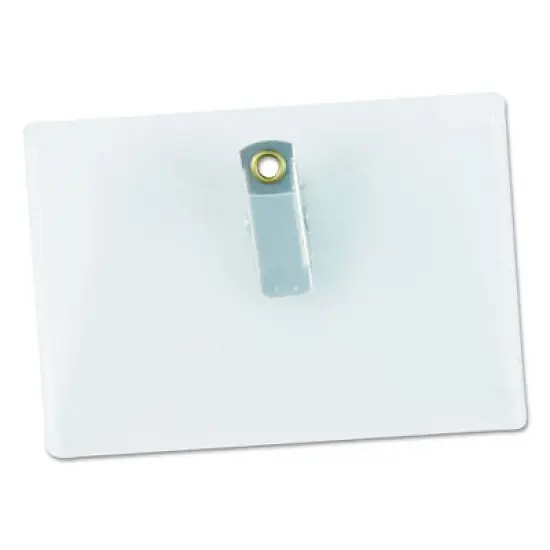 Universal Clear Badge Holders w/Garment-Safe Clips, 2 1/4 x 3 1/2, White Inserts, 50/Box image {3}