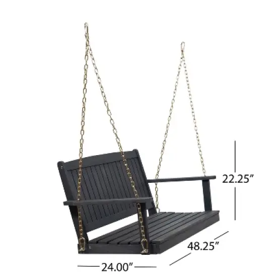 TIRAMISUBEST Stylish Porch Swing with Acacia Wood and Metal image {3}