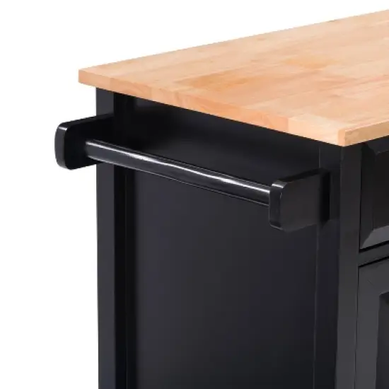 Sage Wood Kitchen Cart with Cupboard Black - CorLiving image {8}