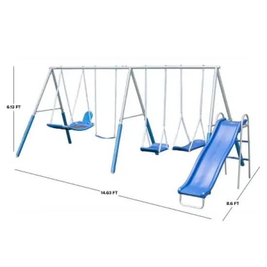 Sportspower Super Surfer Metal with 6' Slide Skyflyer Surfboard Standing Swing Set image {6}