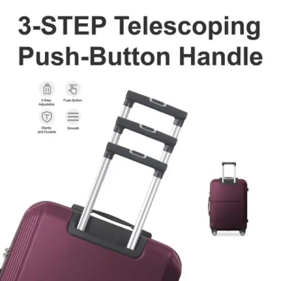 NAYSAYE Luggage ABS Hardshell 3 Piece Spinner Set with TSA Lock and Multi Position Handle for Travel, Purple, 21.06"*11.81"*30.31" image {3}