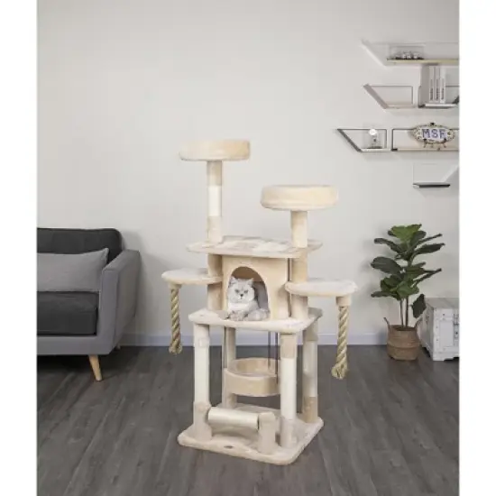 Go Pet Club 57.5" Jungle Rope Cat Tree with Sisal Covered Posts and two ropes F824 image {1}