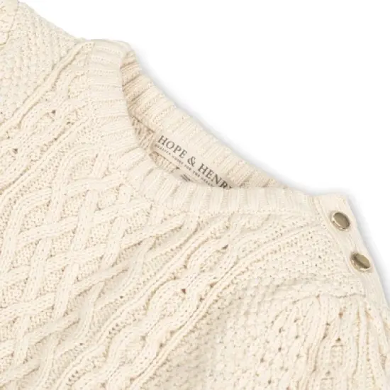 Hope & Henry Girls' Long Sleeve Cable Knit Fisherman Sweater, Infant image {1}