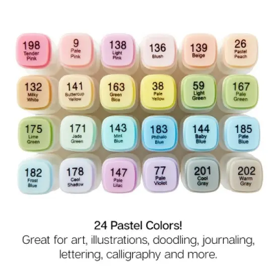 KINGART PRO Double-Ended Markers 24 Pastel Colors image {1}