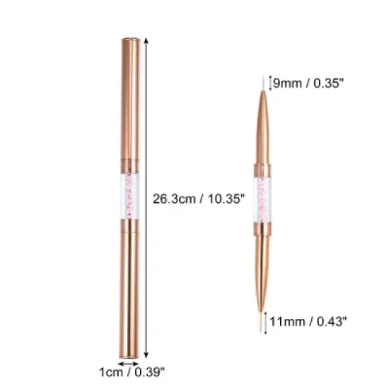 Unique Bargains Nail Art Liner Brushes Nails Gel Polish Painting Nail Art Design Brush Pen Set Nail Dotting Drawing Pen Rose Gold Tone image {3}