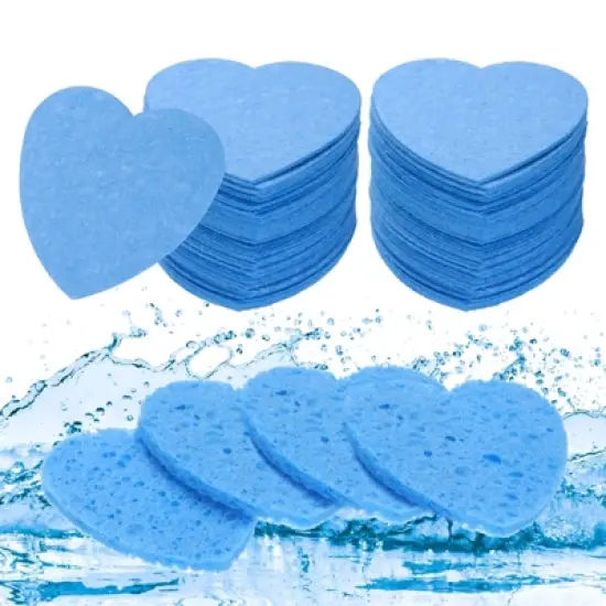 Unique Bargains Portable High-Temperature Resistant Non-Irritating Face Cleansing Sponges Heart-Shaped 120 Pcs image {9}