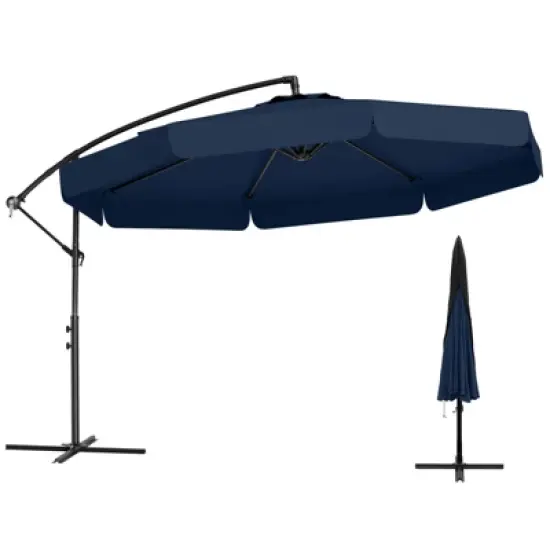 Costway 10 FT Offset Hanging Umbrella  Patio Cantilever Umbrella with Cover Beige/Gray/Navy/Turquoise/Red/Brown image {13}