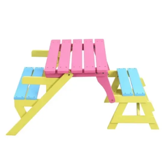 TopComfy Seating Sets Kids Armchair Table with Two Benches Multi Functional Design for Playroom, Blue and Pink, 40.6"*20.1"*18.7" image {1}