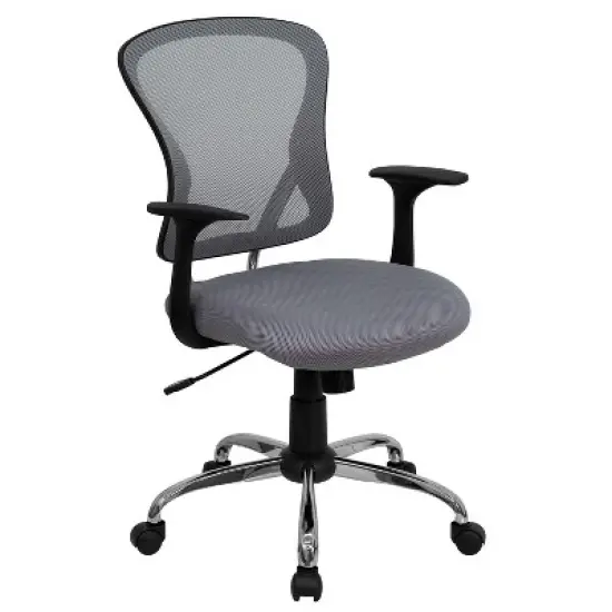 Emma and Oliver Mid-Back Mesh Swivel Task Office Chair with Chrome Base and Arms image {15}