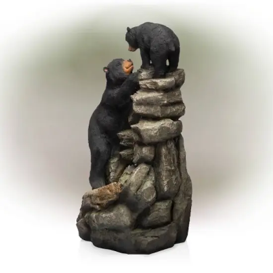 Alpine Corporation 36" Resin Two Bears Climbing Waterfall Fountain with LED Lights Brown: Sculptural, Electric, Freestanding Outdoor Decor image {3}