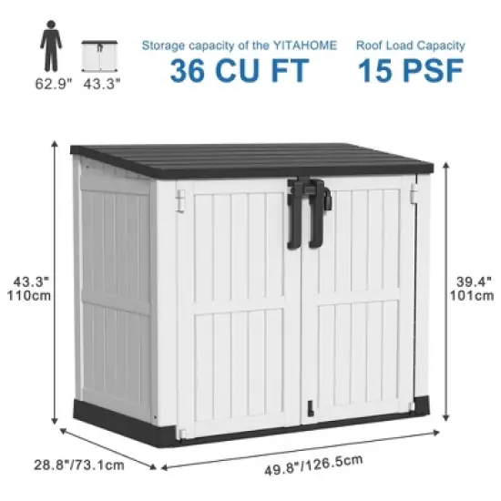 Chic Crate-Resin Tool Shed, 36 Cu Ft Waterproof Outdoor Horizontal Storage, Weather-resistant Utility Shed With Air Vent image {5}