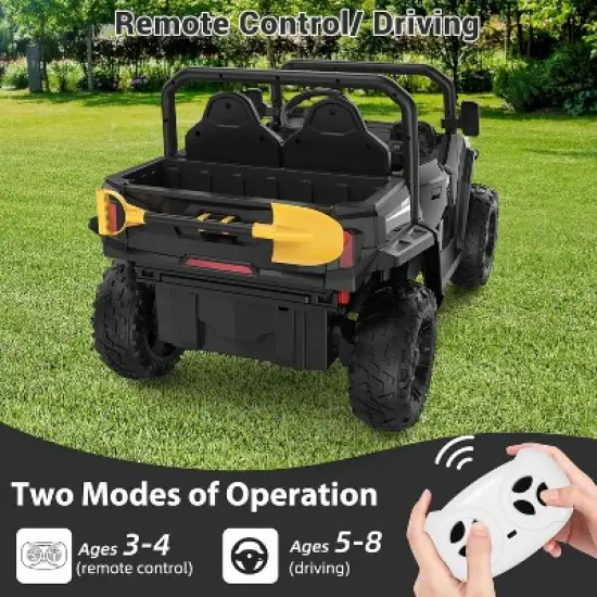 24V 4WD Electric Remote Control Ride-On Dump Truck, 2 Seat Kids Ride-On Truck with Music Player, LED Lights , Push Button Start Safety System image {3}