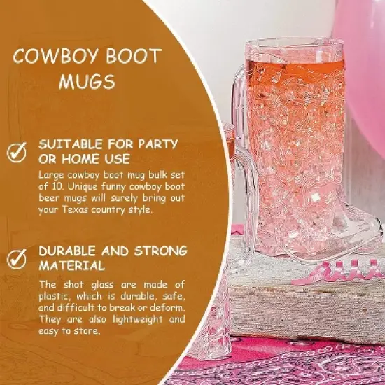 10 pcs Cowboy Boot Mug - Unique Drinking Glasses for Western-Themed Parties, Perfect Cowboy Birthday Party Decoration! image {3}