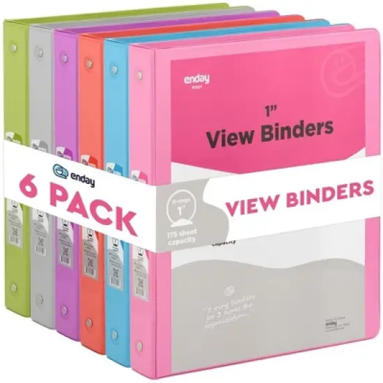 Enday 3-Ring View Binder With 2-Pockets - Multicolor 6 pack image {8}