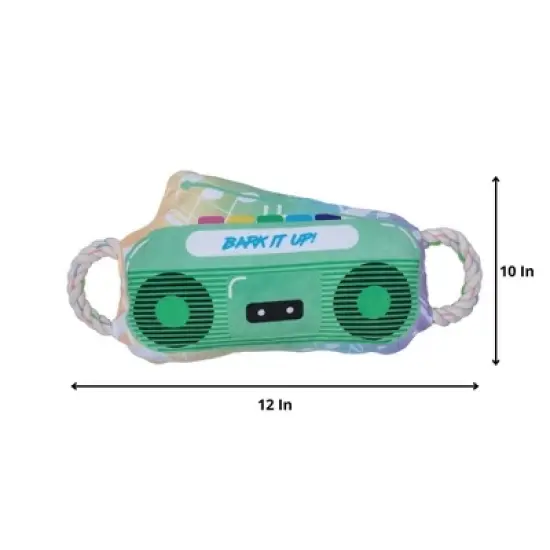 American Pet Supplies 12-Inch Boombox Crinkle and Squeaky Plush Dog Toy - Green image {1}