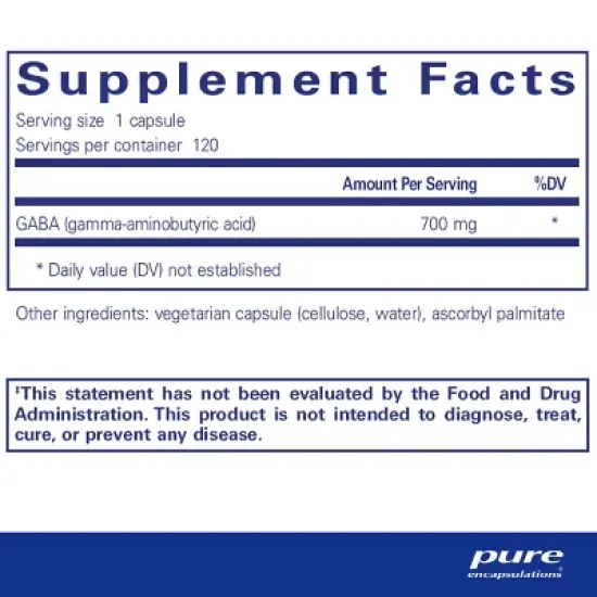 Pure Encapsulations GABA - Supplement to Support Relaxation & Moderation of Occasional Stress - With Premium GABA Amino Acids image {1}
