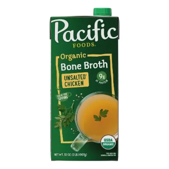 Pacific Foods Organic Gluten Free Unsalted Chicken Bone Broth - 32oz image {6}