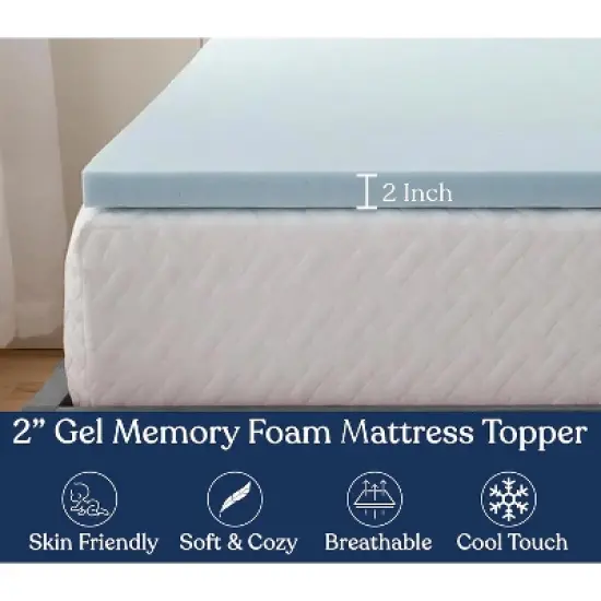 Delara 2 Inch Gel Infused Memory Foam Mattress Topper, Certipur-US Certified, Ventilated Design for Better Airflow image {3}
