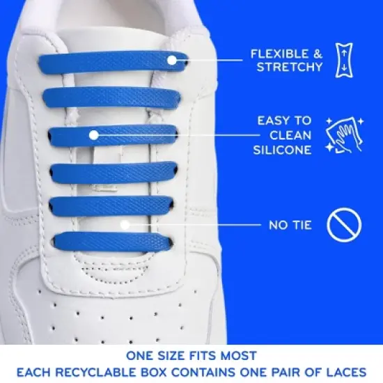 The Original Stretchlace No-Tie Silicone Elastic Shoelaces &ndash; Blue Tieless Shoe Laces (1 Set) image {4}
